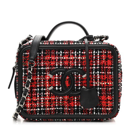 Chanel Tweed Quilted Medium CC Filigree Vanity Case Red 1 of 9