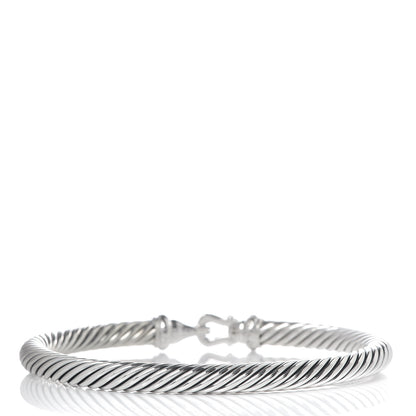 David Yurman Sterling Silver Diamond 5mm Cable Buckle Bracelet 3 of 4