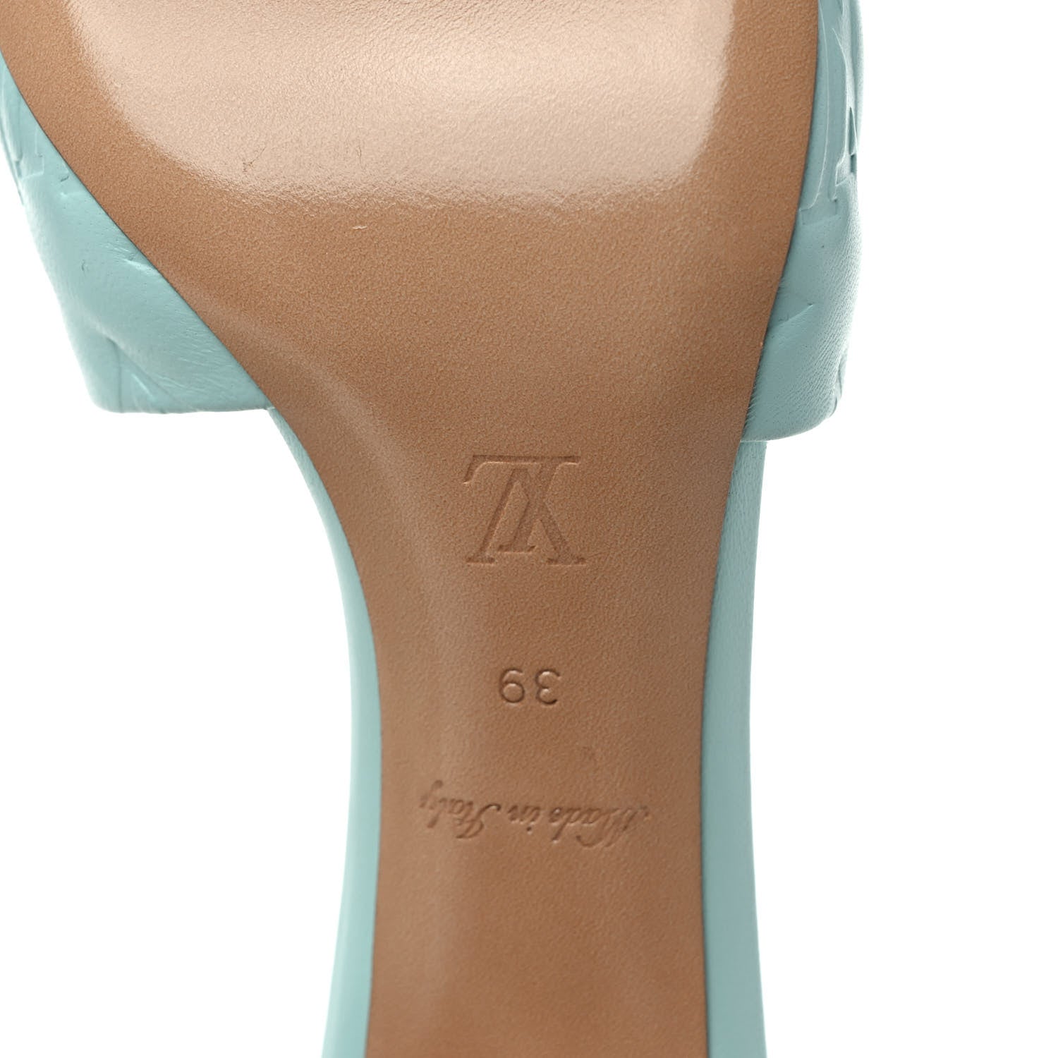 Louis Vuitton Lambskin Embossed Monogram Revival High Heel Mules 39 Light Blue 6 of 8