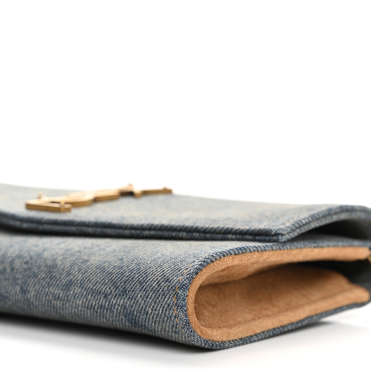 Denim Monogram Chain Wallet Rodeo Blue Cinnamon