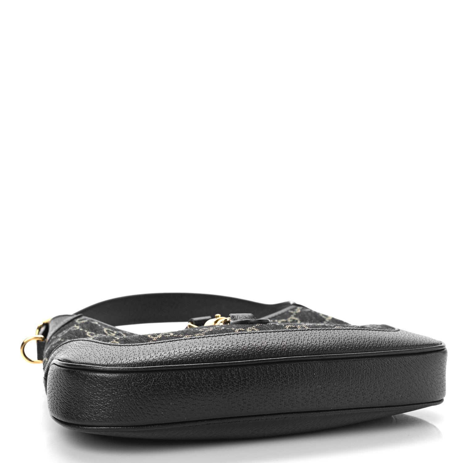 Gucci Jacquard Denim GG Monogram Small Jackie 1961 Hobo Black Ivory 4 of 8