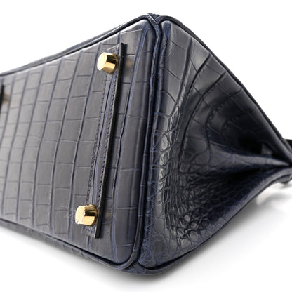 Hermes Matte Alligator Birkin 25 Bleu Indigo 10 of 11