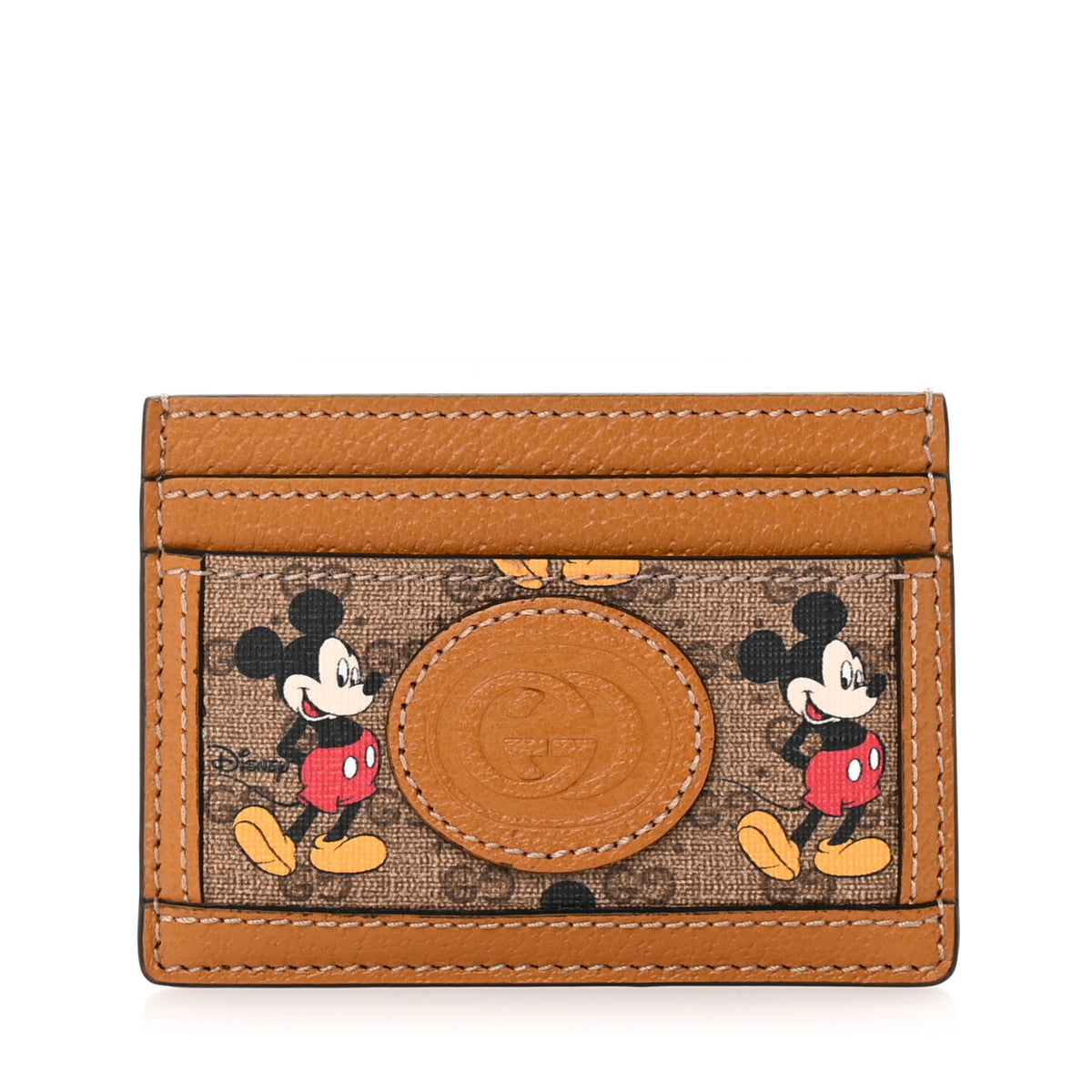 Gucci X DISNEY Mini Vintage GG Supreme Monogram Mickey Mouse Card Holder Beige Vintage Sun Oil 1 of 7