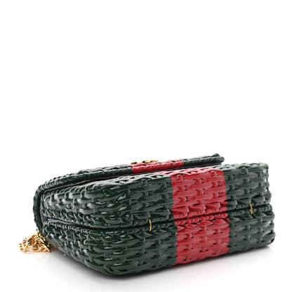 Gucci Glazed Wicker Stripe Mini Cestino Shoulder Bag Green 4 of 12