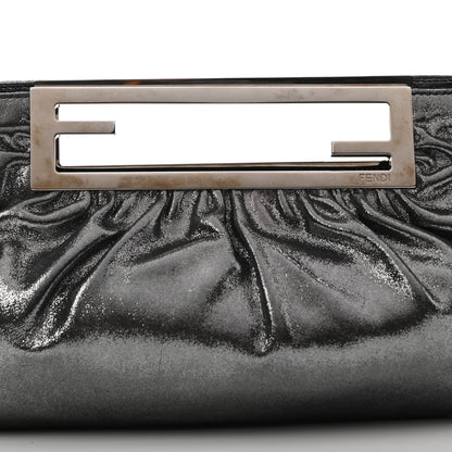 Fendi Metallic Lurex FF Cutout Baguette Clutch Silver 8 of 8