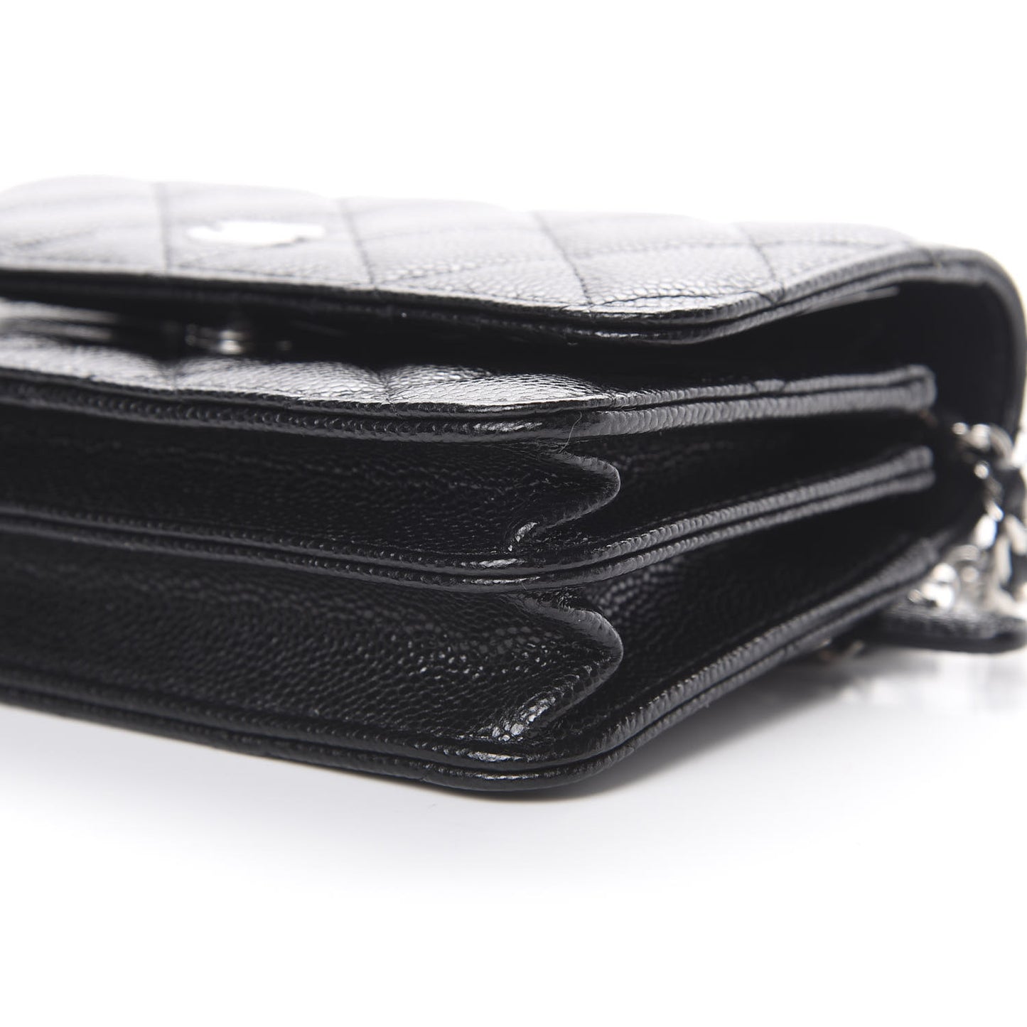Caviar Quilted Mini Wallet On Chain WOC Black