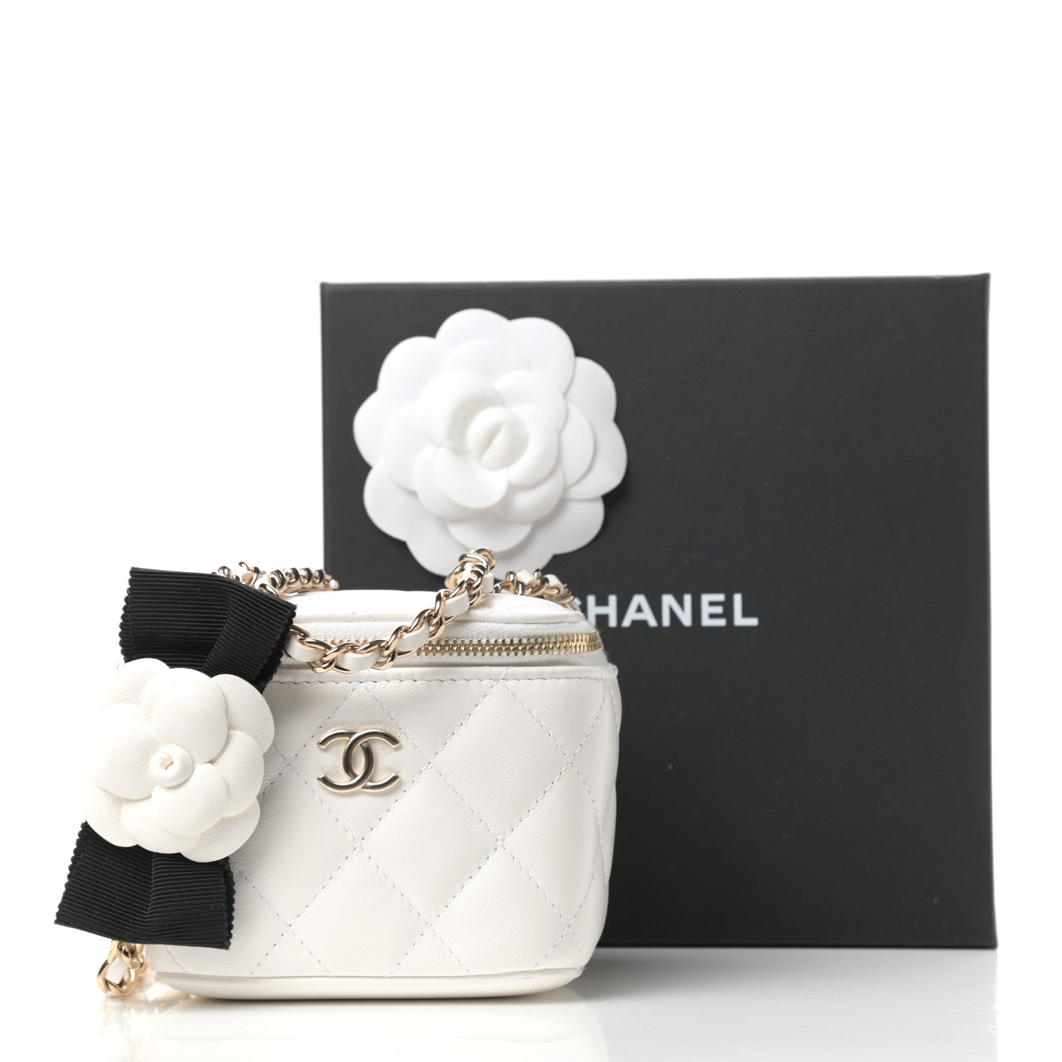 Chanel Lambskin Quilted My Chanel Lady Vanity Case With Chain White 11 of 12