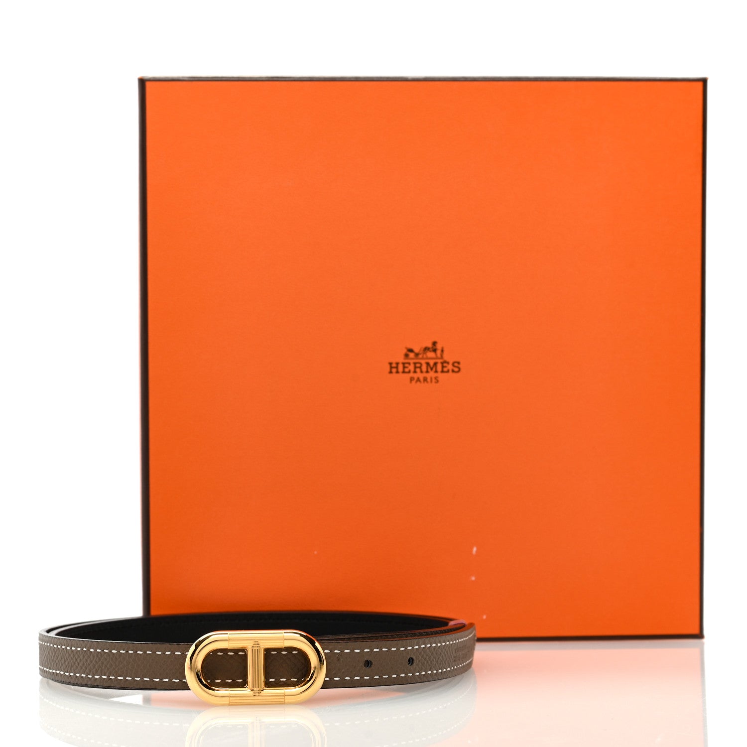 Hermes Swift Epsom 13mm Maillon H Belt 80 32 Etoupe Black 6 of 6