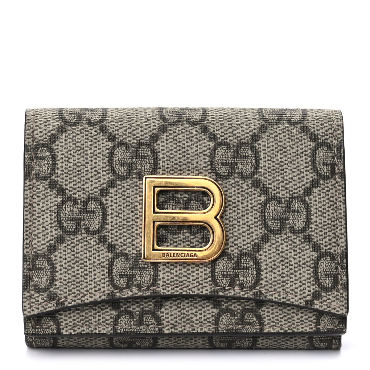 X BALENCIAGA GG Supreme Monogram Card Case Wallet Beige Ebony