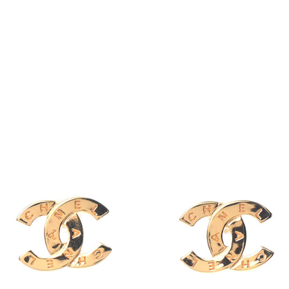 Chanel Metal CC Paris Button Stud Earrings Gold 1 of 4