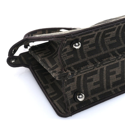 Fendi Fabric Jacquard FF 1974 Crystal Petite Peekaboo I SEE U Satchel Tabacco Moro 7 of 7