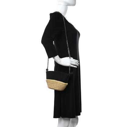 Stella McCartney Raffia Falabella Small Half & Half Shoulder Bag Black 2 of 10