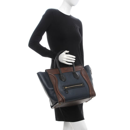 Celine Smooth Calfskin Mini Tri-Color Luggage Navy 2 of 13