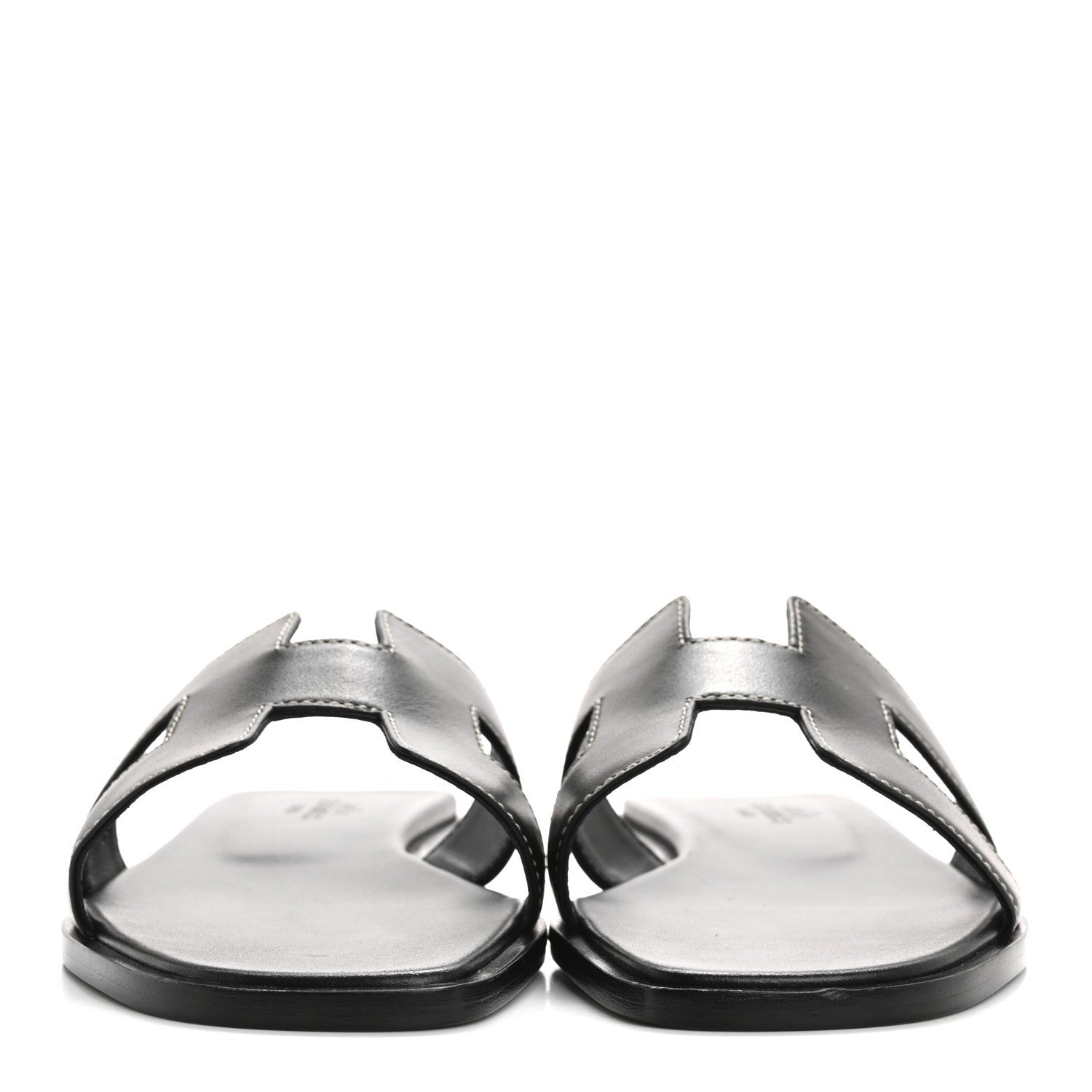 Hermes Box Calfskin Oran Sandals 36.5 Black 3 of 7