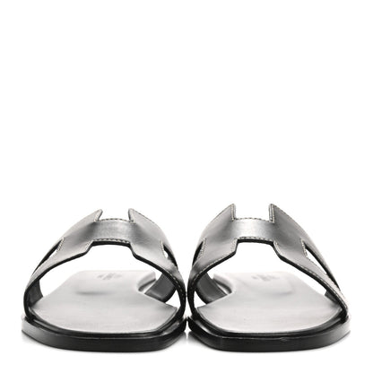 Hermes Box Calfskin Oran Sandals 36.5 Black 3 of 7