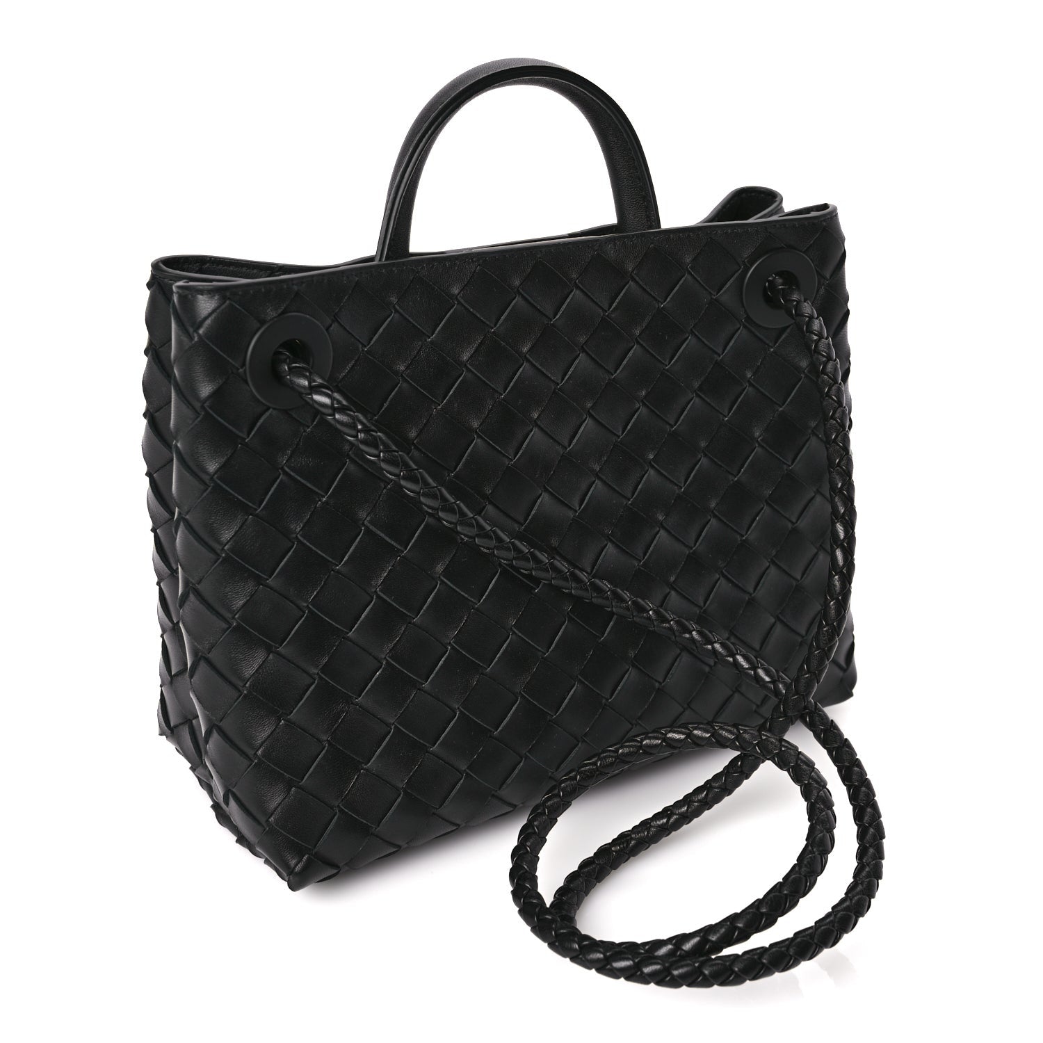 Bottega Veneta Nappa Intrecciato Small Andiamo Shoulder Bag Black 2 of 8