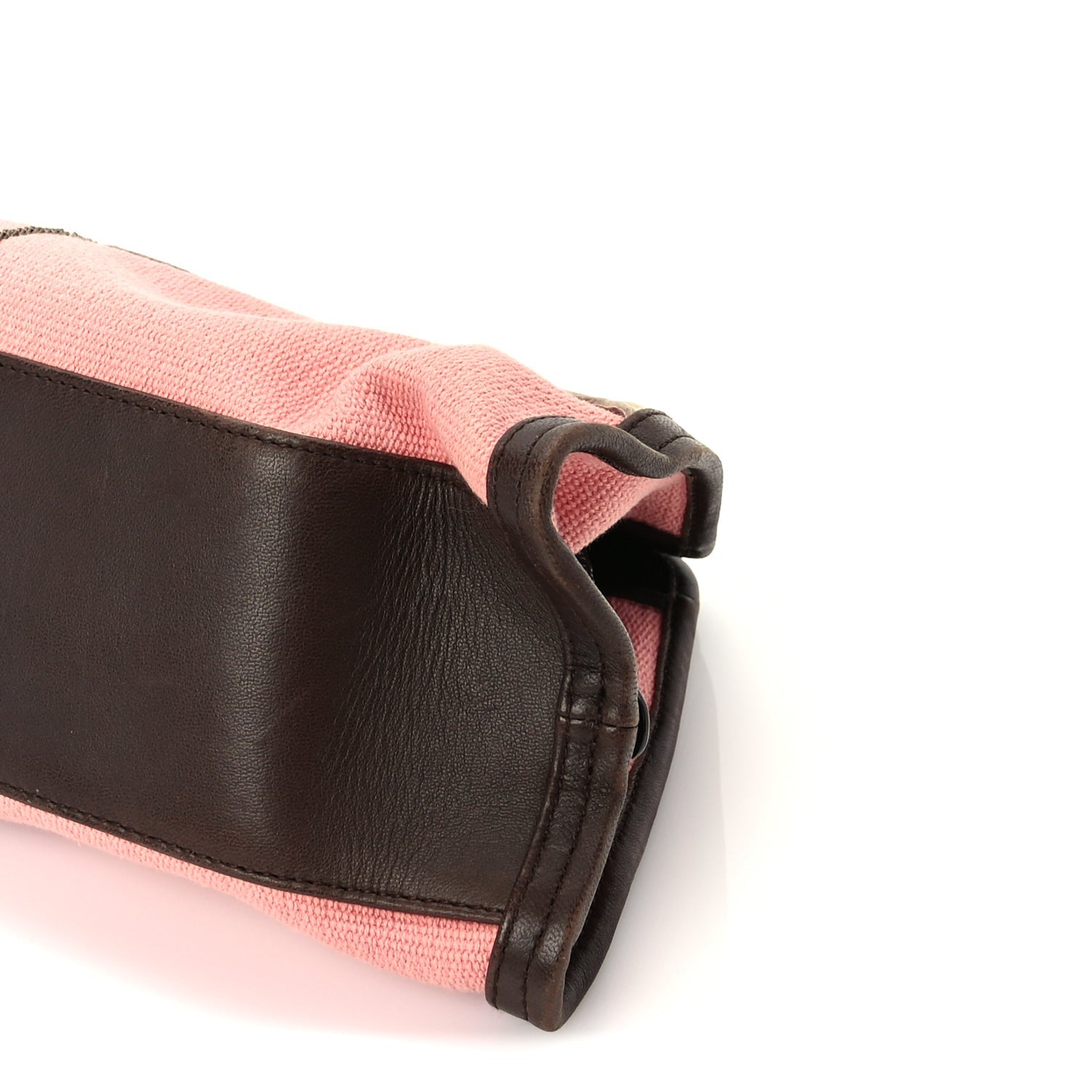 Bottega Veneta Canvas Calfskin Trimmed Shoulder Bag  Pink Brown 8 of 8