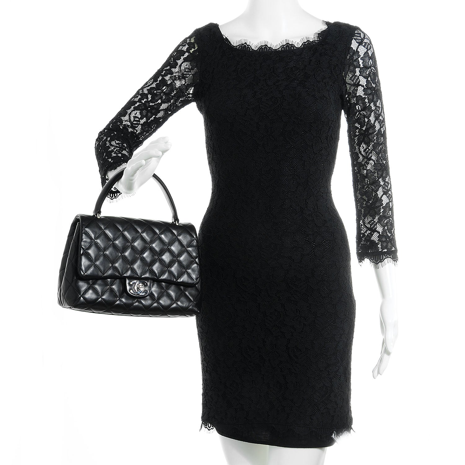 Chanel Lambskin Quilted Kelly Medium Flap Bag Black 2 of 8