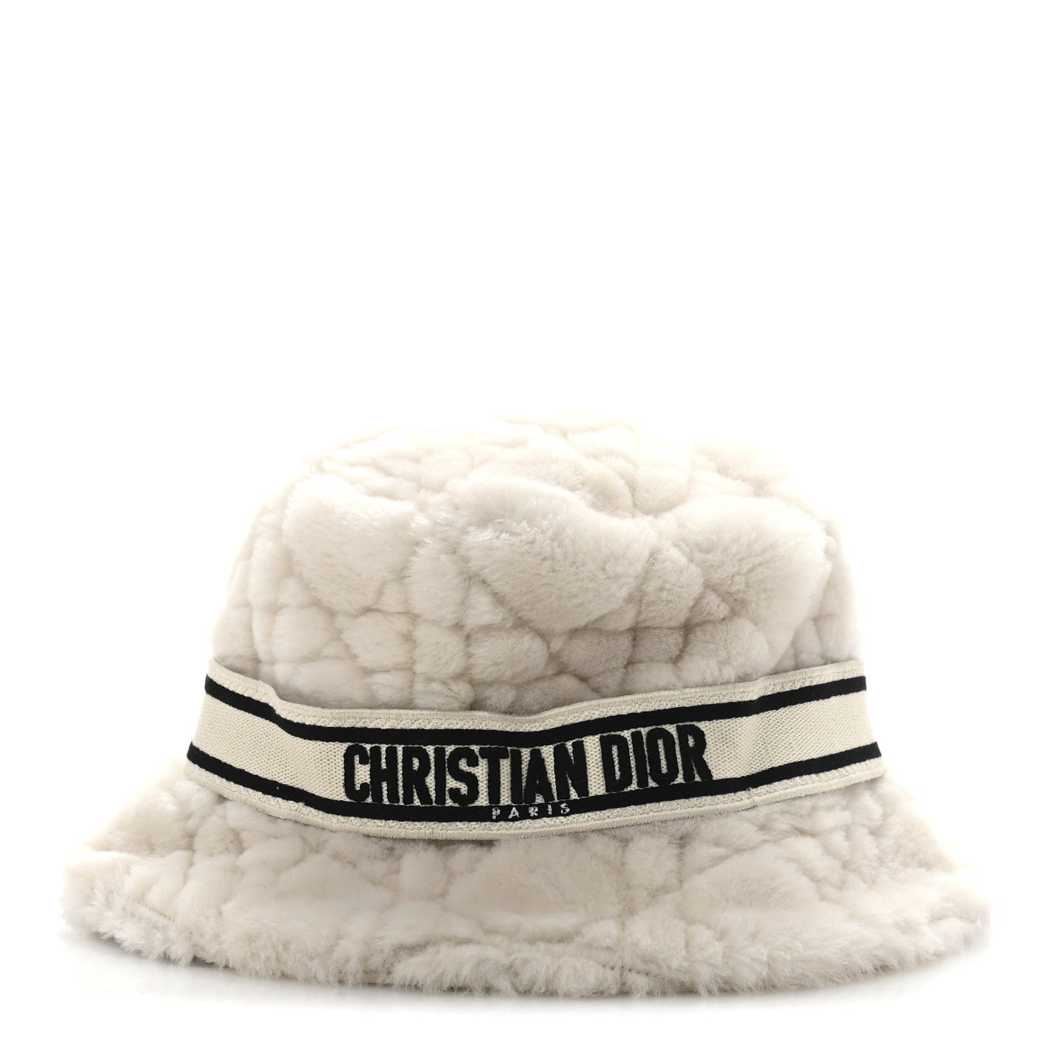 Christian Dior Shearling Cannage D-Bobby Bucket Hat 58 Ecru 3 of 7