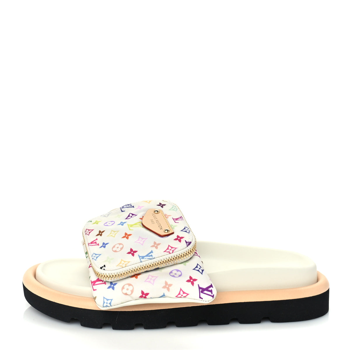 LV X TM Monogram Multicolor Pool Pillow Flat Comfort Mule 38 White