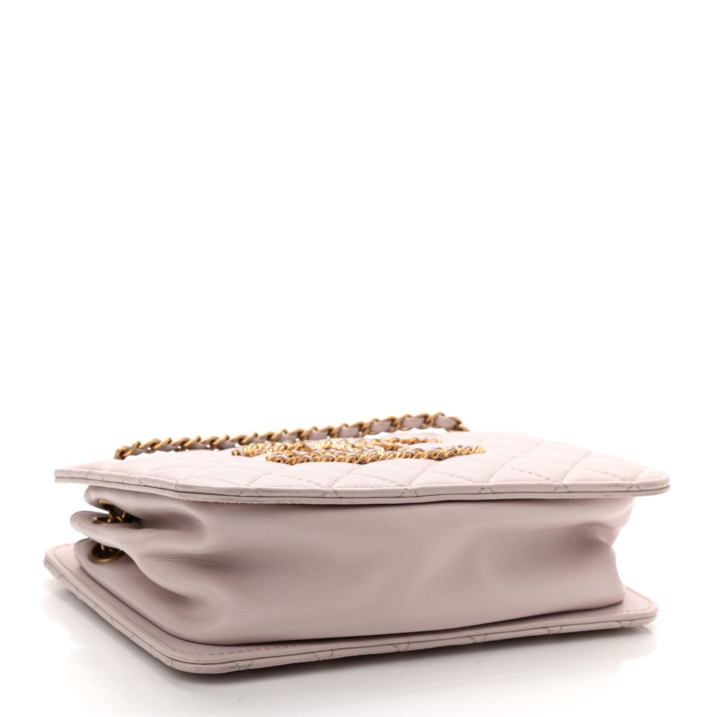 Calfskin Quilted Small CC Chain Accordion Tote Light Pink