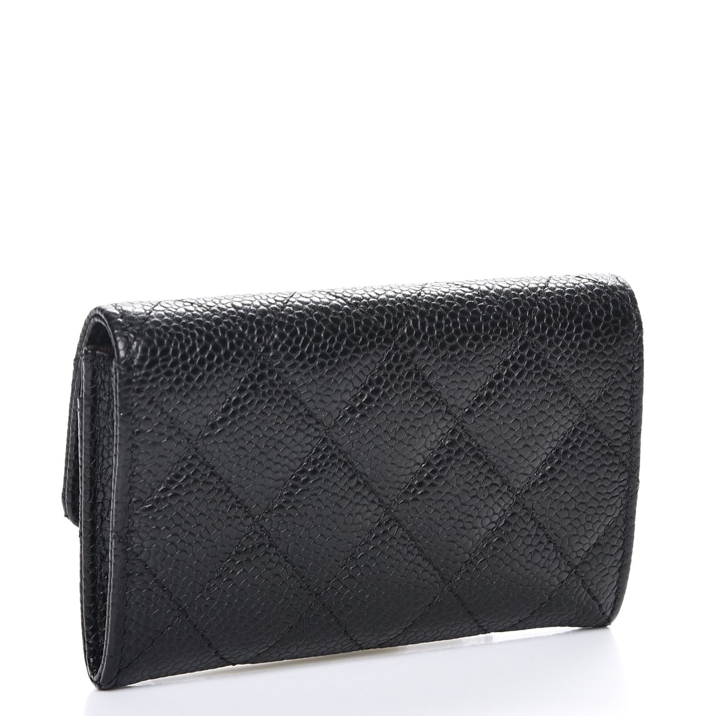 Caviar Quilted Flap Card Holder Black