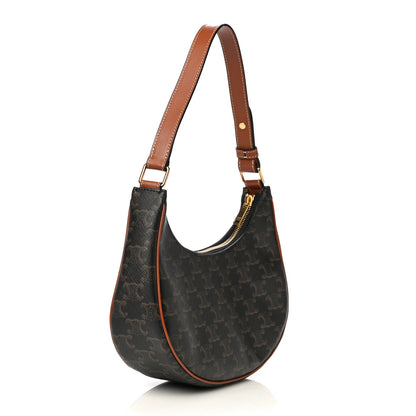 Celine Triomphe Canvas Calfskin Ava Shoulder Bag Tan 2 of 9