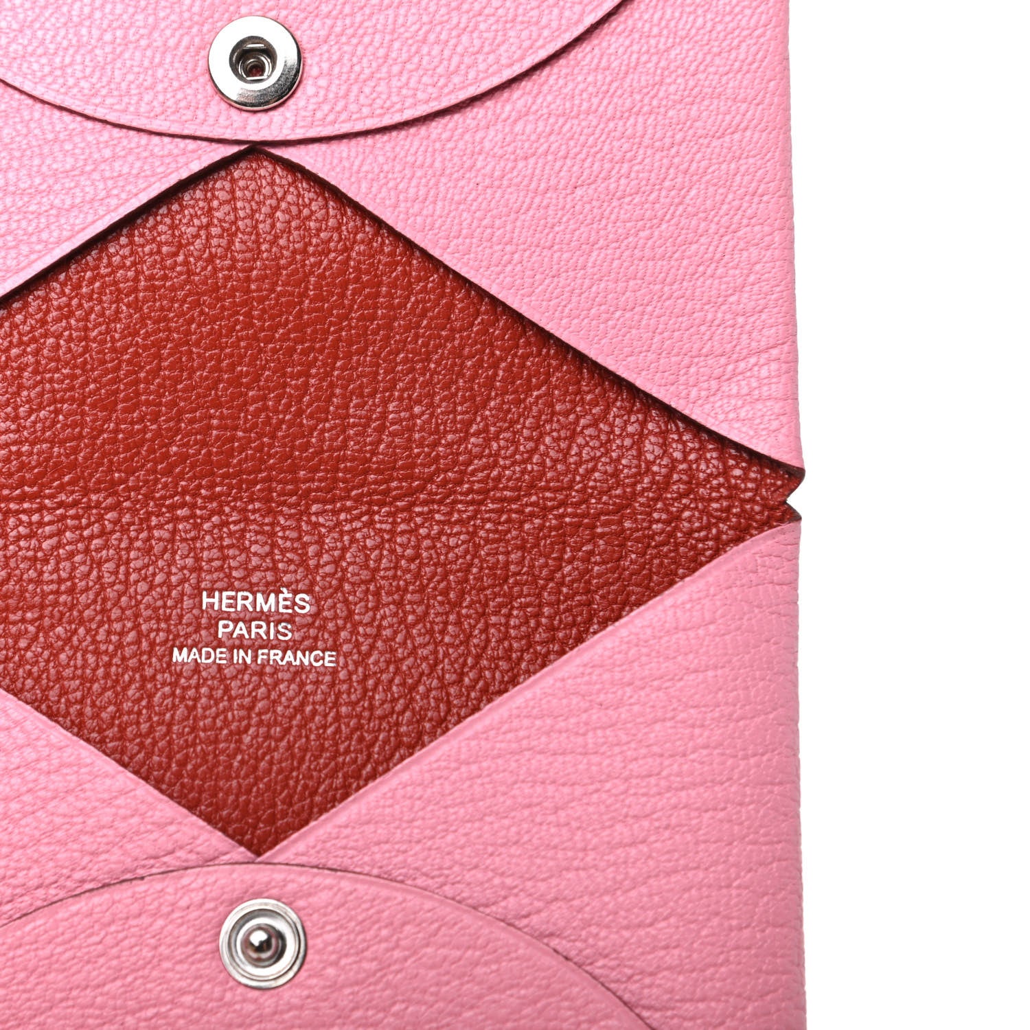 Hermes Chevre Verso Calvi Card Case Rose Confetti Brique 6 of 10