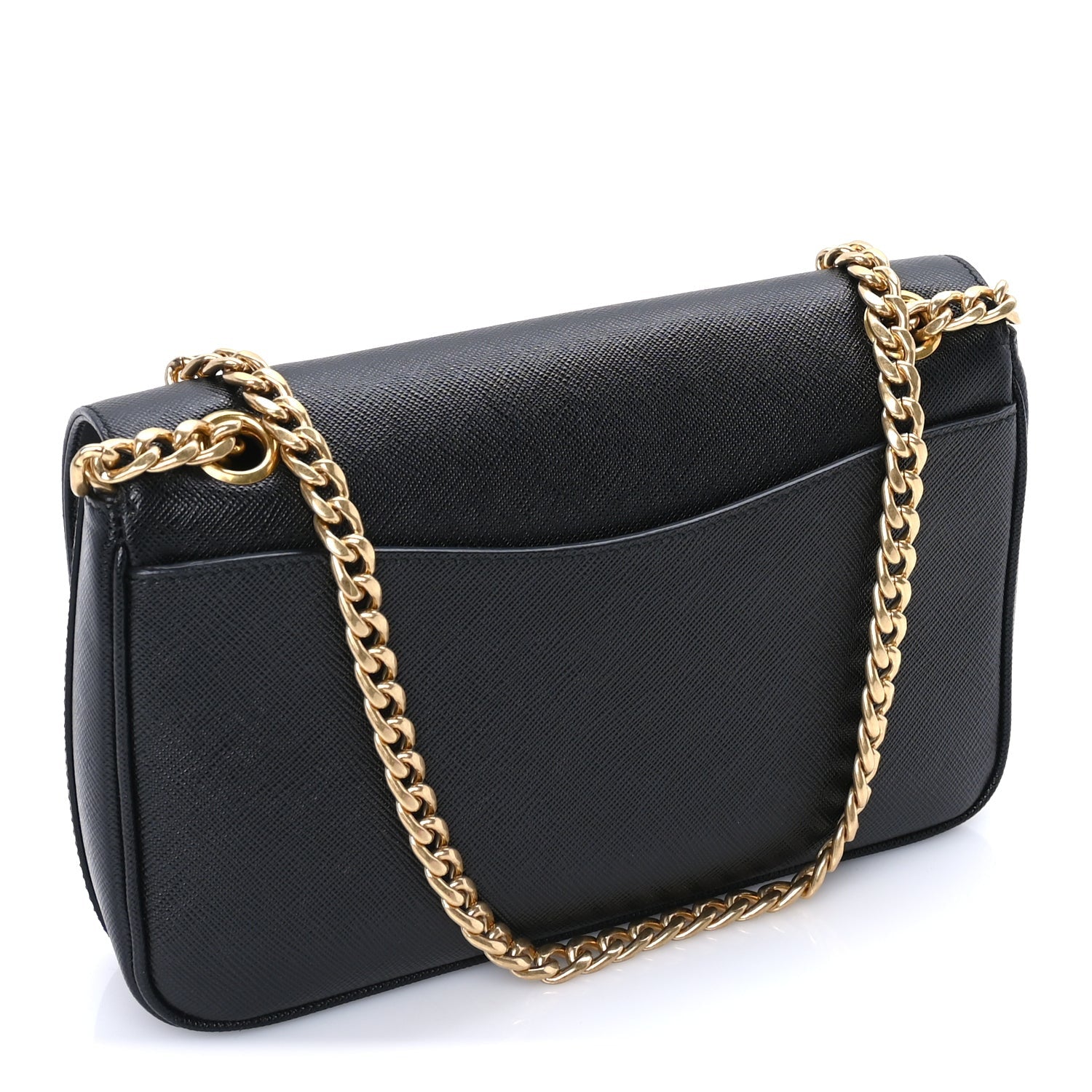 Prada Saffiano Flap Shoulder Bag Black 2 of 7