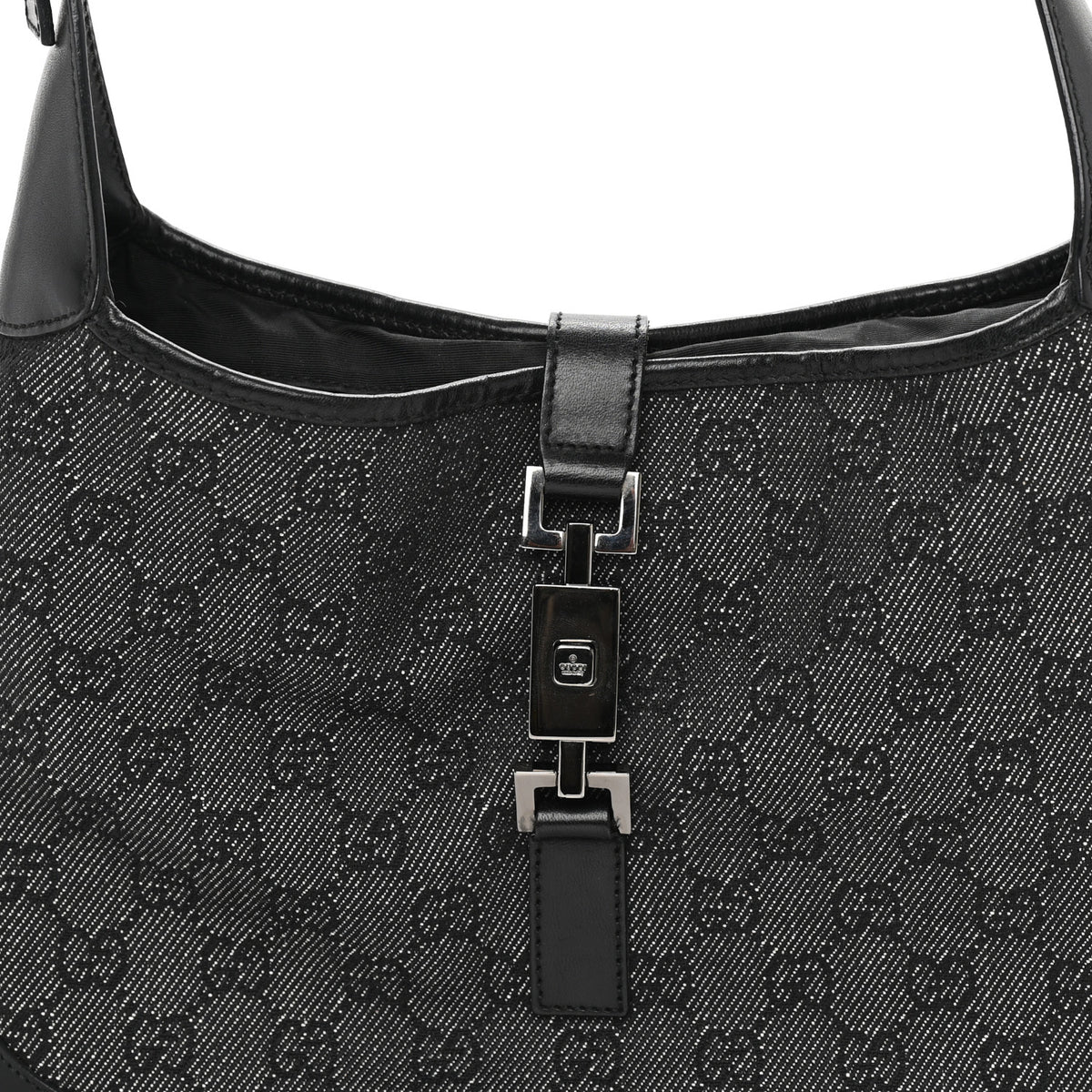 Denim Monogram Small Jackie O Hobo Black