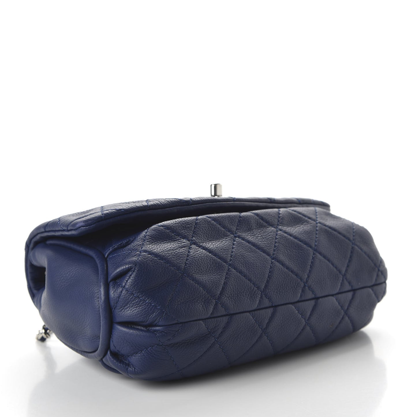 Calfskin Quilted CC Curvy Flap Blue