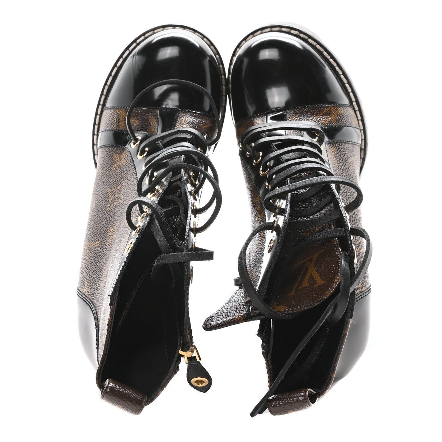 Patent Calfskin Monogram Star Trail Ankle Boots Black