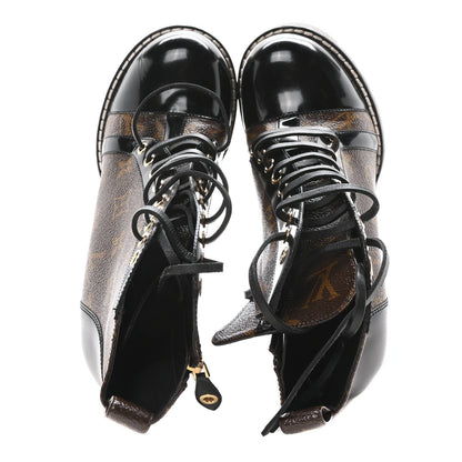 Louis Vuitton Patent Calfskin Monogram Star Trail Ankle Boots Black 2 of 7
