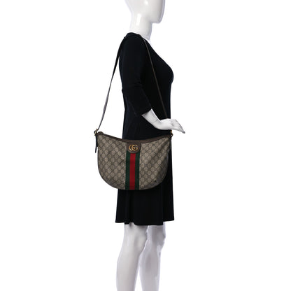 Gucci GG Supreme Monogram Web Small Ophidia Half Moon Hobo Brown 2 of 13