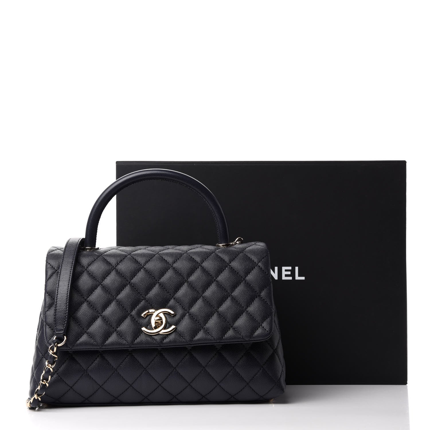 Chanel Caviar Quilted Small Coco Handle Flap Navy 12 of 12