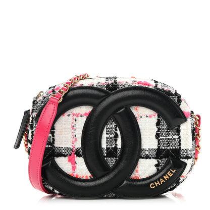 Chanel Tweed Lambskin Quilted Coco Midnight Camera Case White Black Multicolor 1 of 12