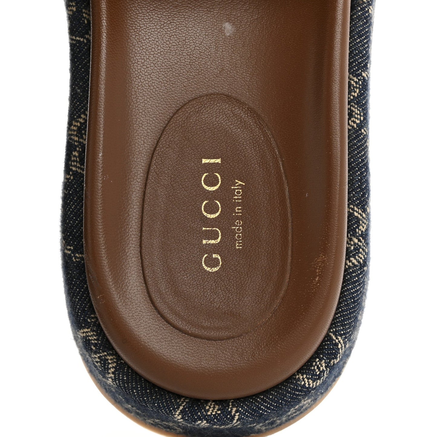 New Denim GG Monogram Angelina Platform 55mm Slide Sandals 36.5 Blue Tea