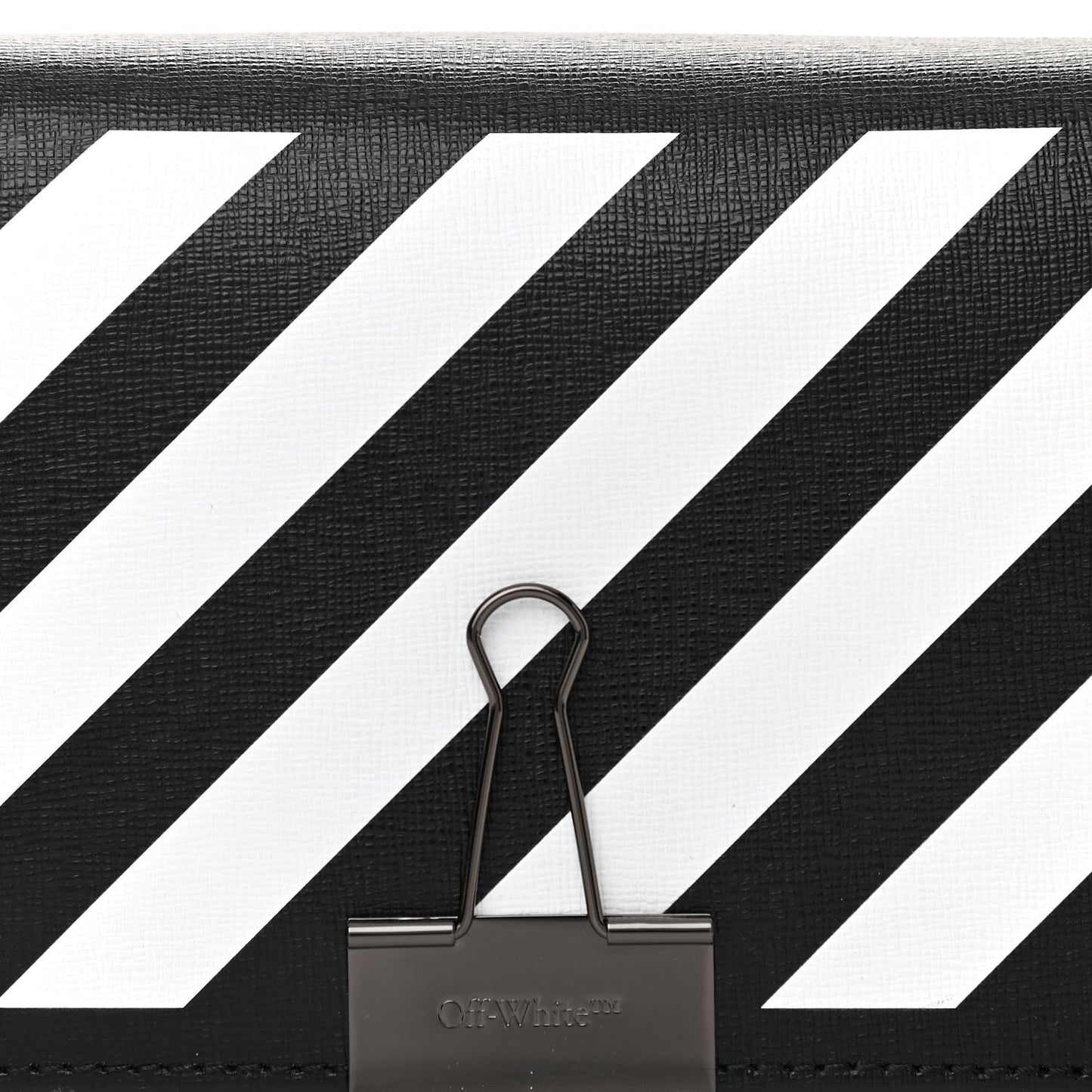 Saffiano Striped Mini Diag Binder Clip Bag Black White Indus