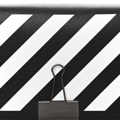 Off-White Saffiano Striped Mini Diag Binder Clip Bag Black White Indus 8 of 13
