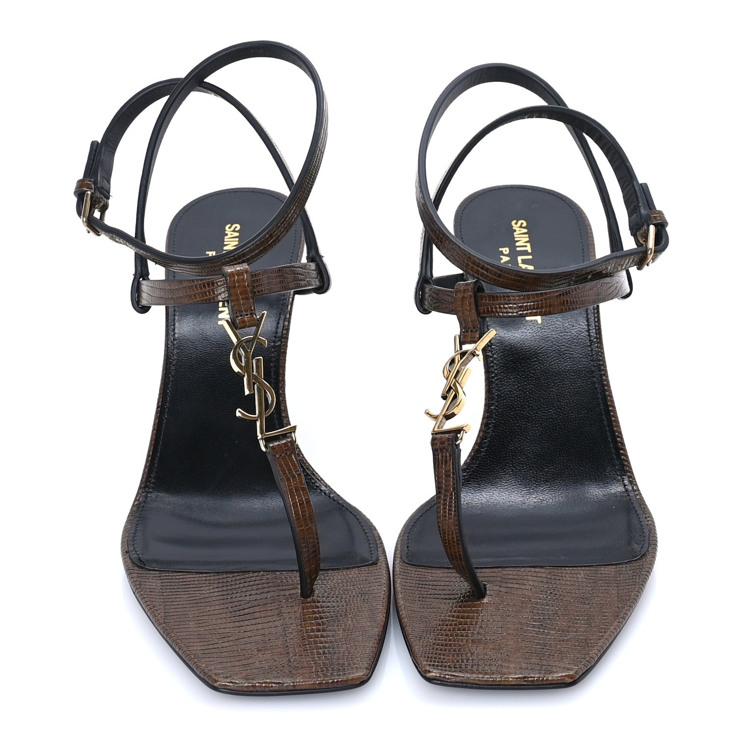 Saint Laurent Calfskin Cassandra 60 Sandals 37.5 Macadamia Brown 3 of 7