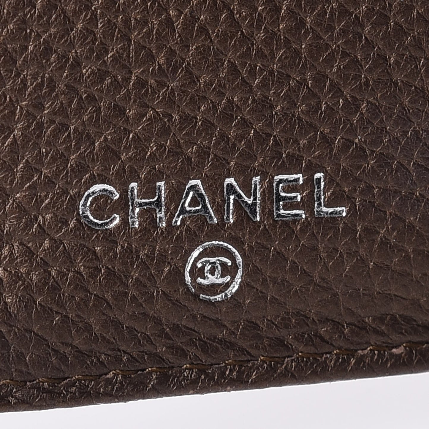 Metallic Calfskin Large Timeless Zip Around Wallet Brown