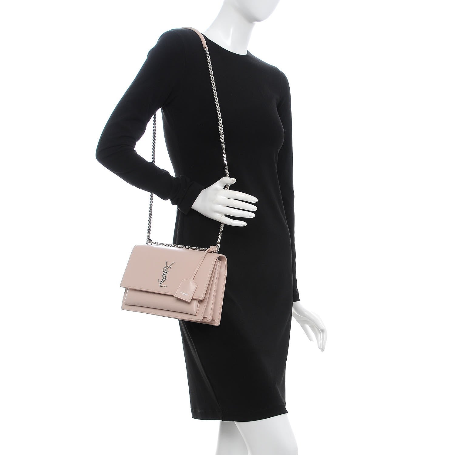 Saint Laurent Calfskin Medium Monogram Sunset Marble Pink 2 of 10