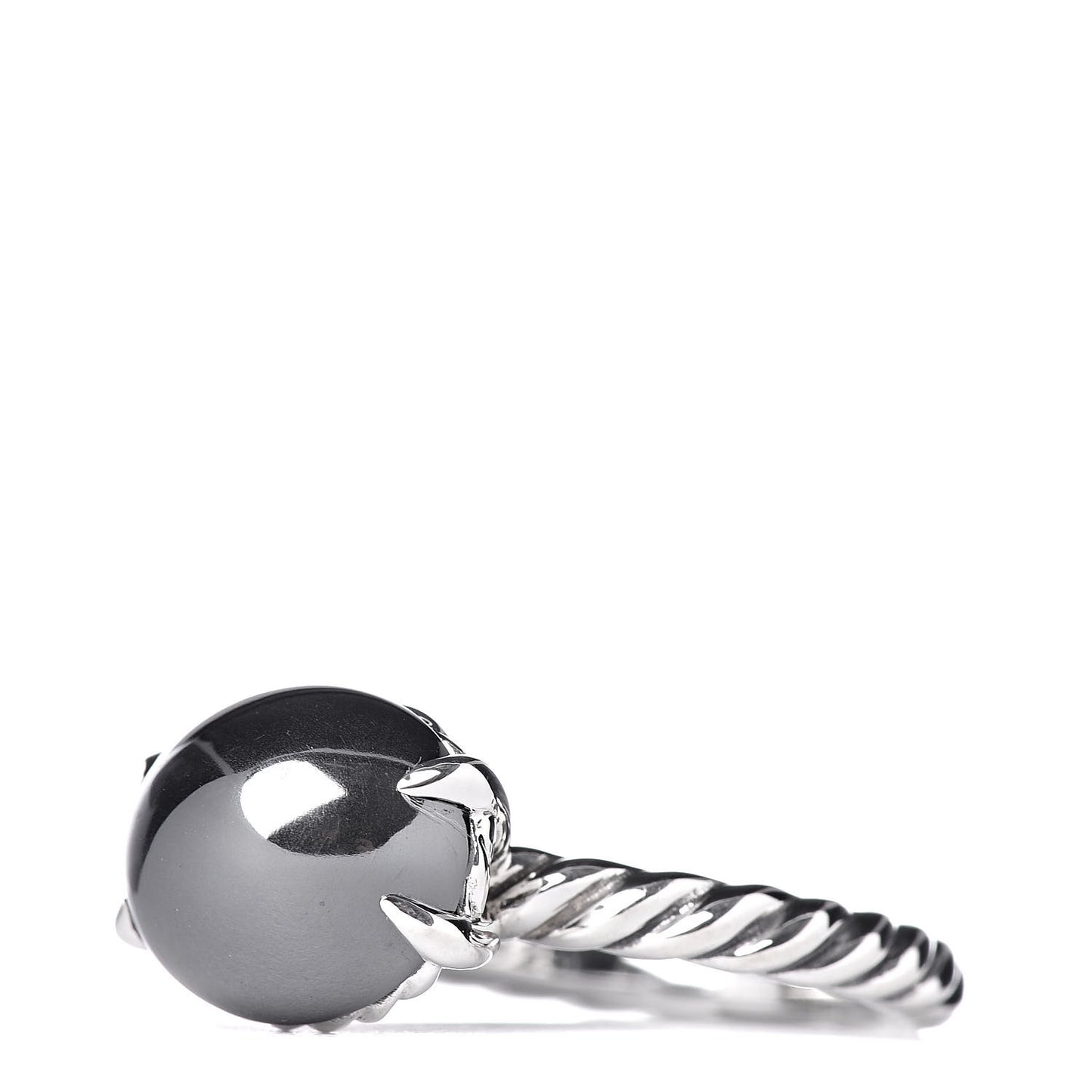 Sterling Silver Hematite 10mm Chatelaine Ring 52 6