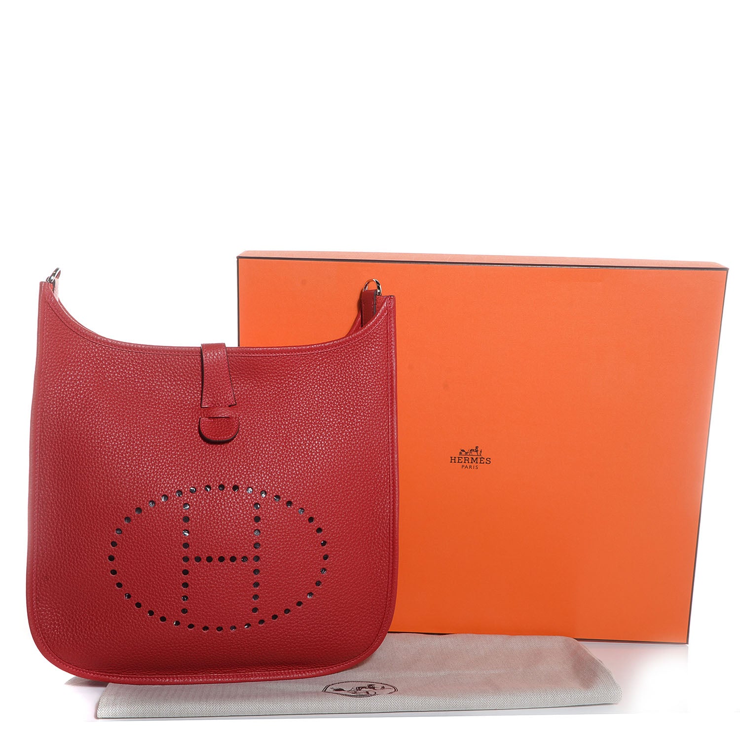 Hermes Taurillon Clemence Evelyne III GM Rouge Casaque 8 of 15