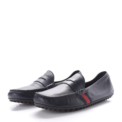 Gucci Nappa Web Mens Kanye Driver Loafers 8.5 Blue 3 of 11