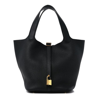 Hermes Taurillon Clemence Picotin Lock 22 MM Black 1 of 9