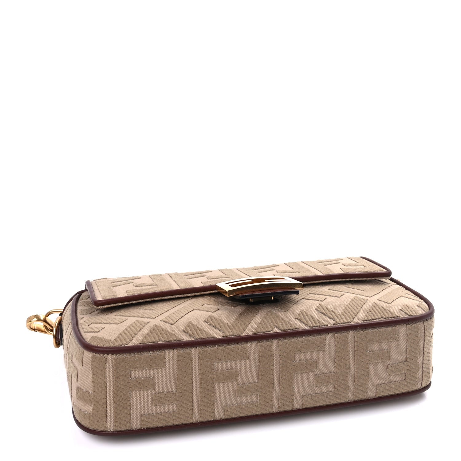 Fendi Sardinian Jacquard Vitello King FF 1974 Embroidered Baguette  Sand Ghianda 3 of 8