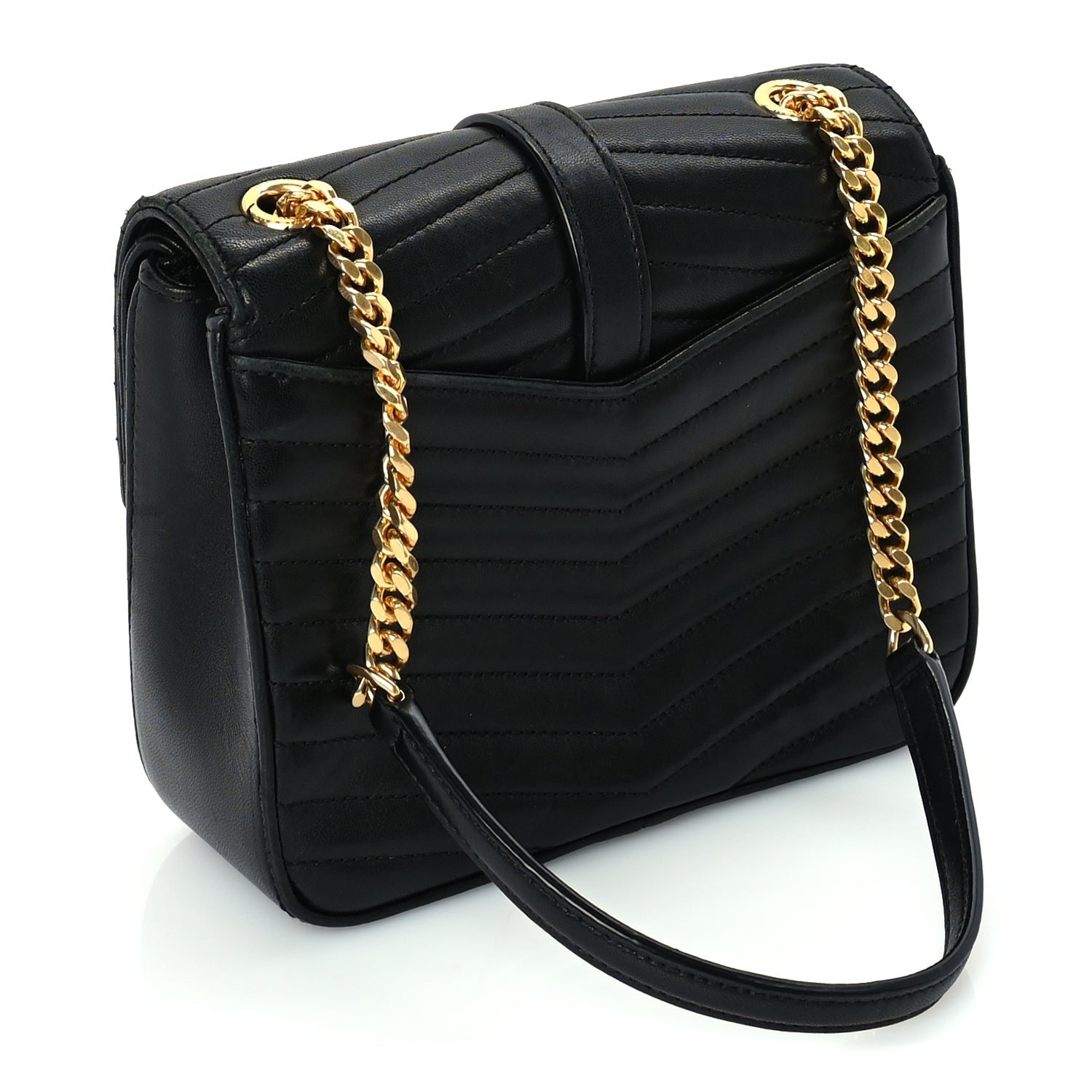 Saint Laurent Lambskin Matelasse Chevron Monogram Small Sulpice Bag Black 2 of 8