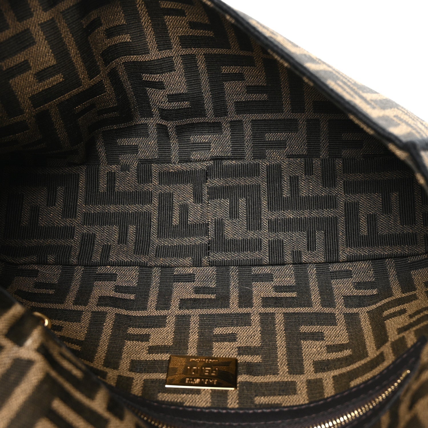 Fendi Fabric Jacquard FF 1974 Medium Baguette Tobacco Moro Black 5 of 7