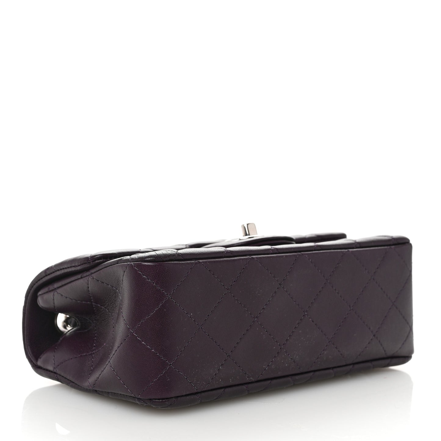 Lambskin Quilted Mini Rectangular Flap Dark Purple